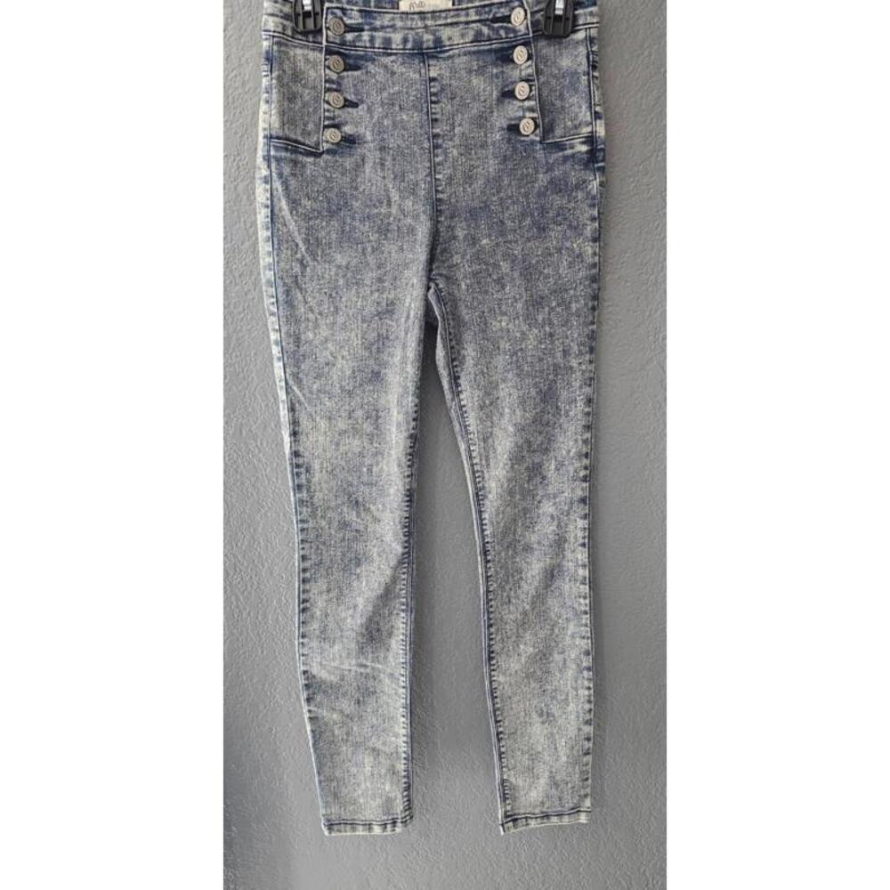 Cello Denim Jeans Pants Acid Wash High Waist Skinny Size 7 Jr Buttons Closer - Picture 2 of 16